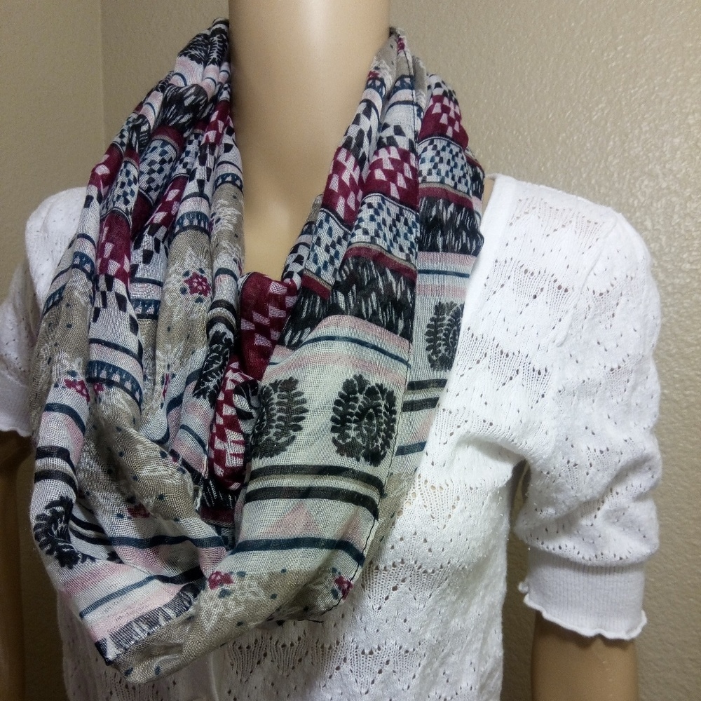 Tribal Geometric Ikat Infinity Scarf